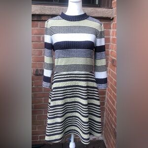 Saturday Sunday Anthropologie Striped Knit Dress Textured Fit & Flare Size S